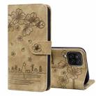 For Samsung Galaxy A12 Cartoon Sakura Cat Embossed Leather Phone Case(Brown) - 1