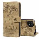For Samsung Galaxy A22 5G / A22s 5G Cartoon Sakura Cat Embossed Leather Phone Case(Brown) - 1