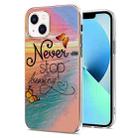 For iPhone 14 Plus Electroplating Pattern IMD TPU Shockproof Case (Dream Chasing Butterfly) - 1