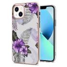 For iPhone 14 Plus Electroplating Pattern IMD TPU Shockproof Case (Purple Flower) - 1