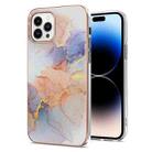 For iPhone 14 Pro Electroplating Pattern IMD TPU Shockproof Case(Milky Way White Marble) - 1