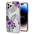 For iPhone 14 Pro Electroplating Pattern IMD TPU Shockproof Case(Purple Flower) - 1