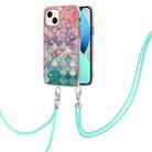 For iPhone 14 Electroplating Pattern IMD TPU Shockproof Case with Neck Lanyard (Colorful Scales) - 1