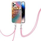 For iPhone 14 Pro Electroplating Pattern IMD TPU Shockproof Case with Neck Lanyard(Dream Chasing Butterfly) - 1