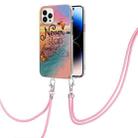 For iPhone 14 Pro Max Electroplating Pattern IMD TPU Shockproof Case with Neck Lanyard (Dream Chasing Butterfly) - 1