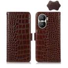 For Honor X40i Crocodile Top Layer Cowhide Leather Phone Case(Brown) - 1