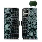 For Honor X40i Crocodile Top Layer Cowhide Leather Phone Case(Green) - 1