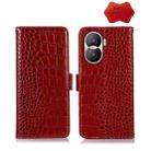 For Honor X40i Crocodile Top Layer Cowhide Leather Phone Case(Red) - 1