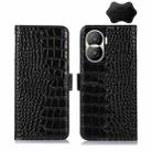 For Honor X40i Crocodile Top Layer Cowhide Leather Phone Case(Black) - 1