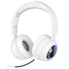 KE08 RGB Stereo PC Wireless Bluetooth Headphones with Microphone(White) - 1