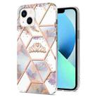 For iPhone 14 Electroplating Splicing Marble Flower Pattern TPU Shockproof Case (Crown) - 1