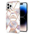 For iPhone 14 Pro Electroplating Splicing Marble Flower Pattern TPU Shockproof Case(Crown) - 1