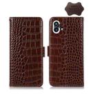 For Nothing Phone 1 Crocodile Top Layer Cowhide Leather Phone Case(Brown) - 1