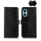 For OPPO A97 5G Crocodile Top Layer Cowhide Leather Phone Case(Black) - 1