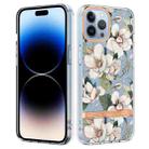 For iPhone 14 Pro Flowers and Plants Series IMD TPU Phone Case(Green Gardenia) - 1