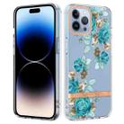 For iPhone 14 Pro Max Flowers and Plants Series IMD TPU Phone Case (Blue Rose) - 1