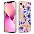 For iPhone 14 Ring IMD Flowers TPU Phone Case (Purple Begonia) - 1