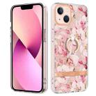 For iPhone 14 Ring IMD Flowers TPU Phone Case (Pink Gardenia) - 1