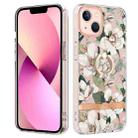 For iPhone 14 Plus Ring IMD Flowers TPU Phone Case (Green Gardenia) - 1