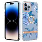 For iPhone 14 Pro Ring IMD Flowers TPU Phone Case(Blue Peony) - 1
