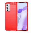 For OnePlus 9RT 5G Brushed Texture Carbon Fiber TPU Phone Case(Red) - 1