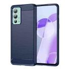 For OnePlus 9RT 5G Brushed Texture Carbon Fiber TPU Phone Case(Blue) - 1