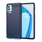 For OnePlus 9R Brushed Texture Carbon Fiber TPU Phone Case(Blue) - 1