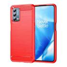 For OnePlus Nord N200 5G Brushed Texture Carbon Fiber TPU Phone Case(Red) - 1