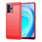 For OnePlus Nord CE 2 Lite 5G Brushed Texture Carbon Fiber TPU Phone Case(Red) - 1
