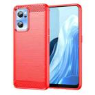 For OnePlus Nord CE 2 5G Brushed Texture Carbon Fiber TPU Phone Case(Red) - 1