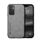 For OnePlus 9RT 5G Skin Feel Magnetic Leather Phone Case(Light Grey) - 1