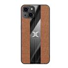 For iPhone 13 Pro Max XINLI Stitching Cloth Texture TPU Phone Case For iPhone 13(Brown) - 1