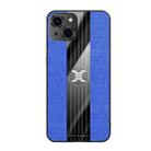 For iPhone 13 Pro Max XINLI Stitching Cloth Texture TPU Phone Case For iPhone 13(Blue) - 1