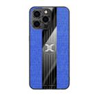 For iPhone 13 Pro XINLI Stitching Cloth Texture TPU Phone Case (Blue) - 1