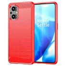 For OPPO Reno7 Lite Brushed Texture Carbon Fiber TPU Phone Case(Red) - 1