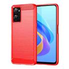 For OPPO A36 Brushed Texture Carbon Fiber TPU Phone Case(Red) - 1