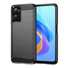 For OPPO A96 Brushed Texture Carbon Fiber TPU Phone Case(Black) - 1