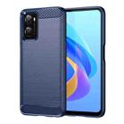 For OPPO A96 Brushed Texture Carbon Fiber TPU Phone Case(Blue) - 1