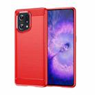 For OPPO Find X5 Brushed Texture Carbon Fiber TPU Phone Case(Red) - 1