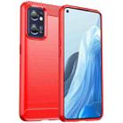 For OPPO Find X5 Lite Brushed Texture Carbon Fiber TPU Phone Case(Red) - 1