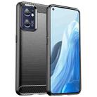 For OPPO Reno7 5G Brushed Texture Carbon Fiber TPU Phone Case(Black) - 1