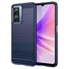 For OPPO A77 5G Brushed Texture Carbon Fiber TPU Phone Case(Blue) - 1