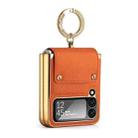 For Samsung Galaxy Z Flip4 5G Colorful Leather + PC Phone Case with Ring(Orange) - 1