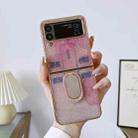 For Samsung Galaxy Z Flip4 5G Shinning Diamond Ring Holder Phone Case(Pink White) - 1