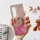 For Samsung Galaxy Z Fold4 5G Shinning Diamond Ring Holder Phone Case(Pink White) - 1