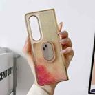 For Samsung Galaxy Z Fold4 5G Shinning Diamond Ring Holder Phone Case(White Red) - 1