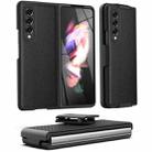 For Samsung Galaxy Z Fold3 5G Litchi Texture PC Phone Case with Back Clip(Black) - 1