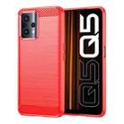 For Realme Q5 Brushed Texture Carbon Fiber TPU Phone Case(Red) - 1