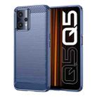 For Realme Q5 Brushed Texture Carbon Fiber TPU Phone Case(Blue) - 1