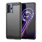 For Realme 9 5G Brushed Texture Carbon Fiber TPU Phone Case(Black) - 1